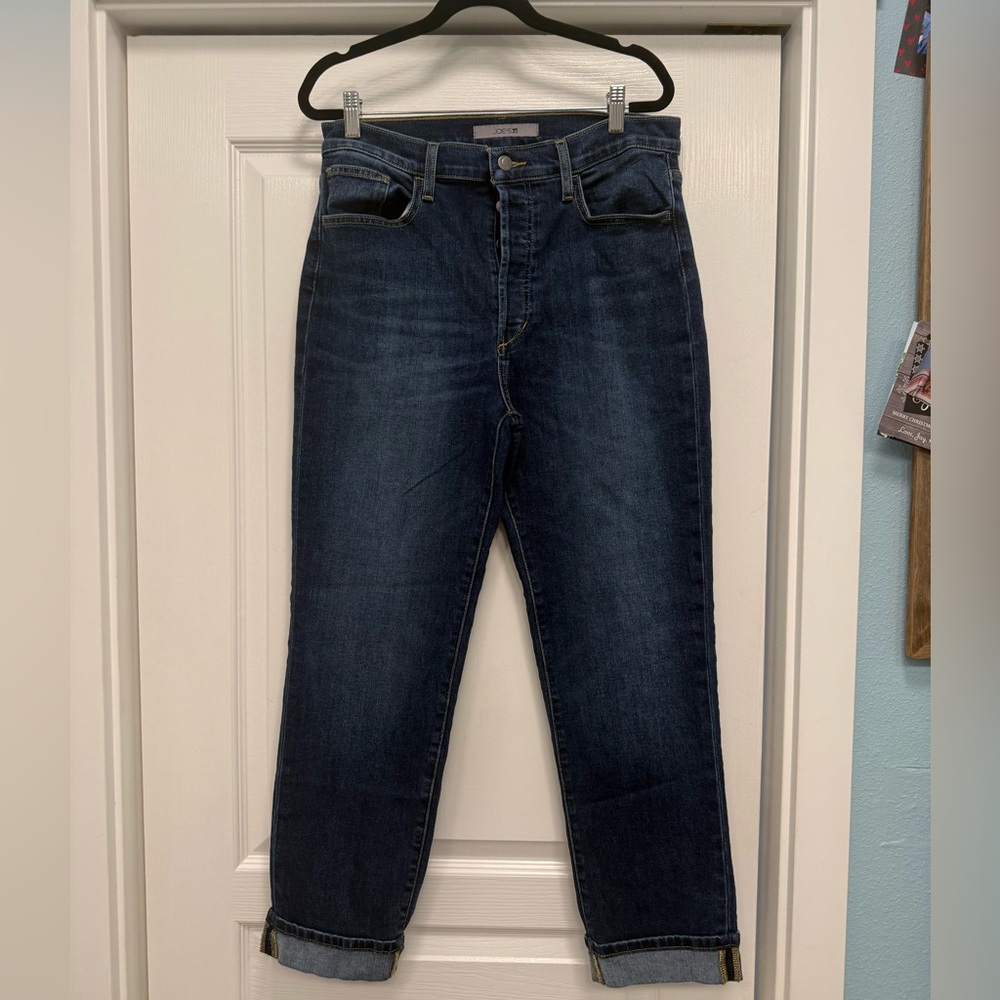 Joe's Jeans Dark Indigo Straight Leg Cuffed Jeans with Button Fly- Like New